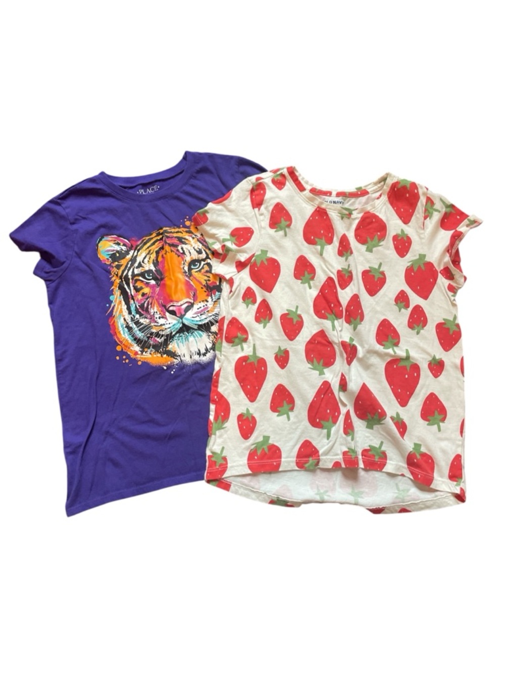 Old Navy Children’s Place Short Sleeve Graphic Tees Size L Tiger Strawberry